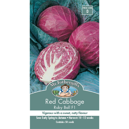 Mr Fothergill's Red Ruby Ball Cabbage Vegetable Seeds