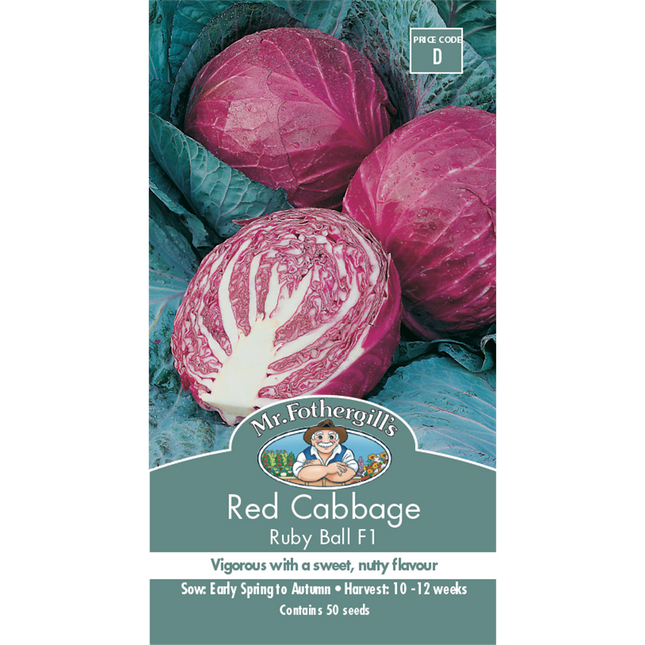 Mr Fothergill's Red Ruby Ball Cabbage Vegetable Seeds
