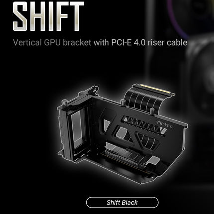 Antec Adjustable Vertical GPU Bracket and PCI-E 4.0 Riser Cable Kit (190mm) Black x16 Speed, Gold Plated extreme stability performance. 4090 , 7900xt