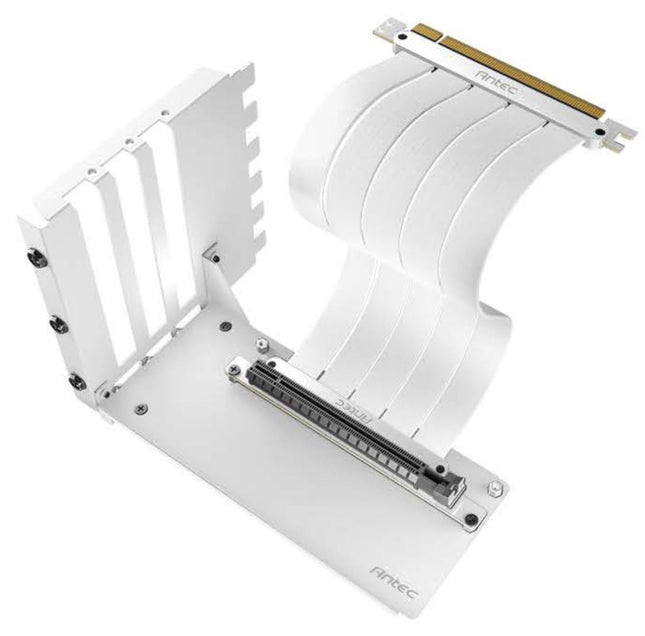 Antec Vertical Bracket with PCI-E 4.0 Cable Kit White (200mm). Universal - RTX 4050 / 4060 / 4070 / 5060 / 5070 and AMD 6000 & 7000 series(LS)