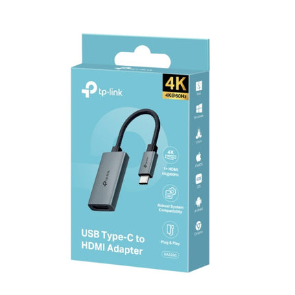 TP-Link UA520C USB Type-C to HDMI Adapter, 1× USB-C Connector，1× HDMI 4K 60Hz Port, Plug and Play, Fast Heat Dissipation, Flexible and Durable
