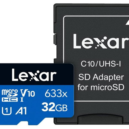 Lexar High-Performance 633x 32GB microSDHC™/ microSDXC™ UHS-I Card BLUE Series without adaptor including 1080p Full-HD, 3D, and 4K UHD video1. These C