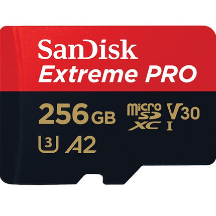 SanDisk Extreme Pro 256GB microSD SDXC SDXC UHS-I 200MB/s 140MB/s V30 U3 A2 4K UHD Shock temperature water & X-ray proof with SD Adaptor