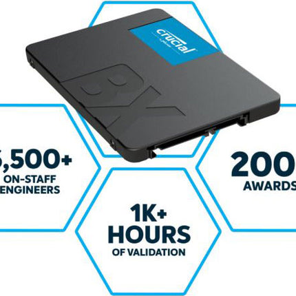Crucial BX500 1TB 2.5' SATA3 6Gb/s SSD - 3D NAND 540/500MB/s 7mm 1.5 mil MTBF 3yr wty Acronis True Image Solid State Drive