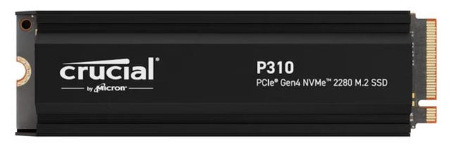 New Crucial P310 2TB Gen4 2280 NVMe SSD w Heatsink 7100/6000 MB/s R/W 440TBW 1000K/1200K IOPS 1.5M hrs MTTF Full-Drive Encryption M.2 PCIe4 5yrs