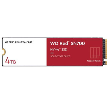 Western Digital WD Red SN700 4TB NVMe NAS SSD 3400MB/s 3100MB/s R/W 5100TBW 550K/520K IOPS M.2 Gen3x4 1.75M hrs MTBF 5yrs wty