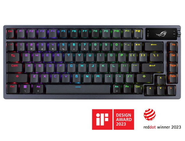 ASUS ROG AZOTH/NXSW/PBT (Snow Switch) Gaming Keyboard, OLED Display, NX Snow Switch, 75 Keys, Tri-mode Connection, Quiet