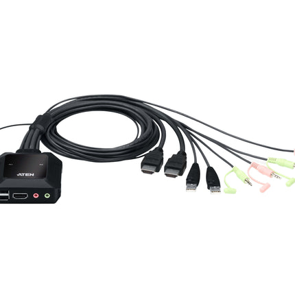 Aten 2 Port USB 4K @60Hz HDMI Cable KVM Switch with Remote Port Selector