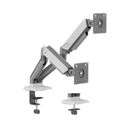 Brateck LDT88-C024 DUAL SCREEN RUGGED MECHANICAL SPRING MONITOR ARM For most 17'~32' Monitors, Space Grey & White (LS)