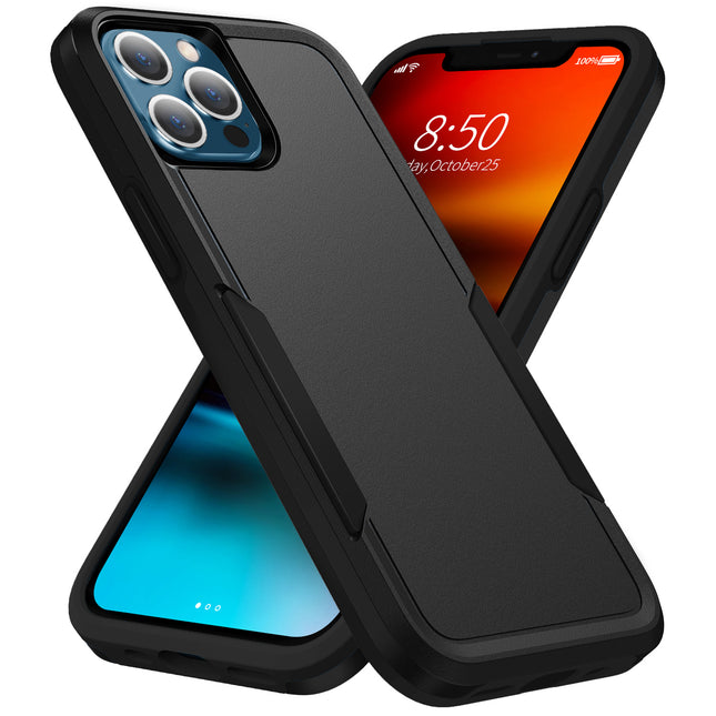 Phonix Apple iPhone 13 Pro Max Armor Light Case Black - Two Tough Layers, Port Covers, No Slip Grippy Edges, Durable, Rugged, Sleek, Pocket Fit