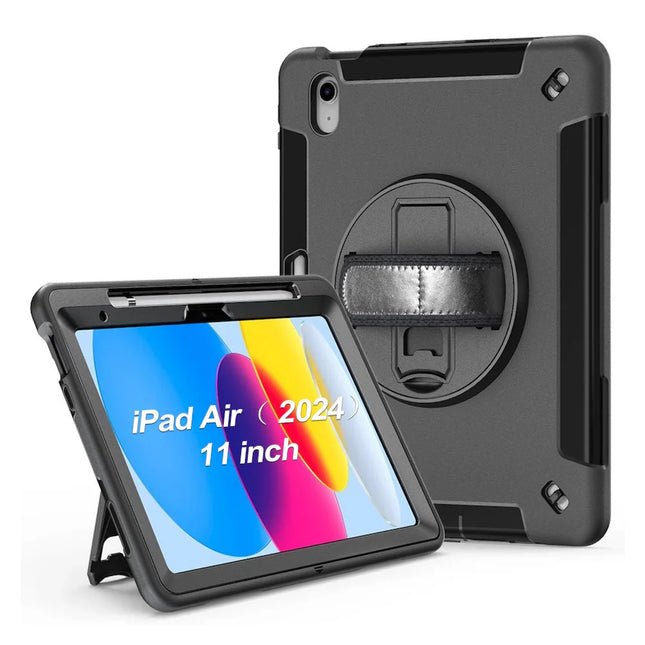 USP Rugged Apple iPad Air (11') (M3/M2)/ iPad Air (10.9') (5th/4th Gen)/ iPad Pro (11') (6th/5th/4th/3rd Gen) Case Black - Built-in-Kickstand