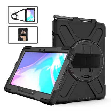 USP Rugged Samsung Galaxy Tab Active4 Pro / Tab Active Pro (10.1') Case Black - Built-in-Kickstand,Adjustable Hand Strap, Shoulder Strap, Pen Holder