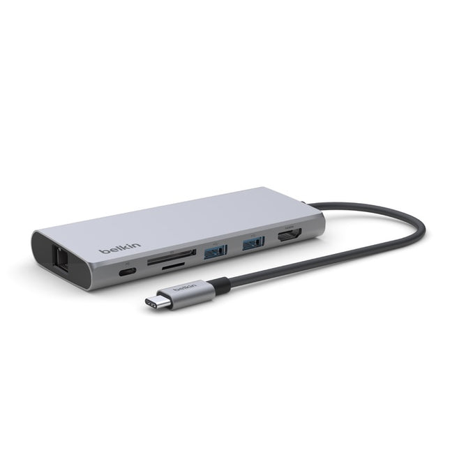 Belkin Connect USB-C® 7-in-1 Multiport Adapter - Grey (INC009btSGY),2xUSB-A,1xUSB-C 100W PD,1xGbE,1xSD,4K @ 60Hz,MacBook,Chromebook, 2 Years Warranty