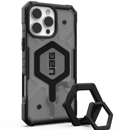 UAG Pathfinder Clear MagSafe Apple iPhone 16 Pro Max (6.9') Rugged Case + Black Ring Stand- Ash(1144651BV02), 10 Years Warranty