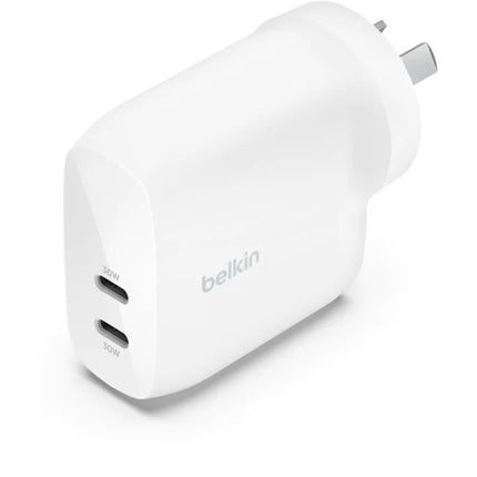 Belkin BoostCharge Pro Dual USB-C Wall Charger with PPS 60W - White (WCB010auWH), 2XUSB-C Ports  ,Compact & Travel Ready, CEW $2500,2 Years Warranty