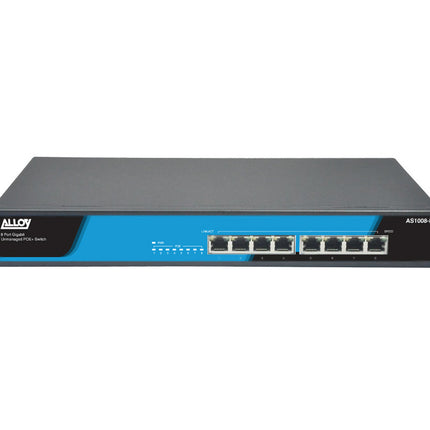 Alloy AS1008-P  8 Port Unmanaged Gigabit 802.3at PoE Switch, 150 Watts
