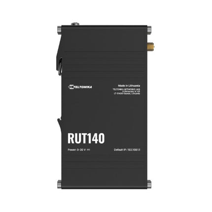 Teltonika RUT140 Industrial Ethernet Router, Wi-Fi 4, 1x3-Pin Power Connector, Integrated DIN rail bracket, Remote Management, PSU excluded