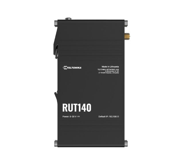 Teltonika RUT140 Industrial Ethernet Router, Wi-Fi 4, 1x3-Pin Power Connector, Integrated DIN rail bracket, Remote Management, PSU excluded