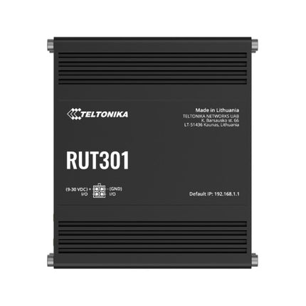 Teltonika RUT301 Industrial Ethernet Router, Rugged Industrial Ethernet Router, 5 Ethernet Ports, 2 Configurable Digital Inputs/Outputs, PSU included