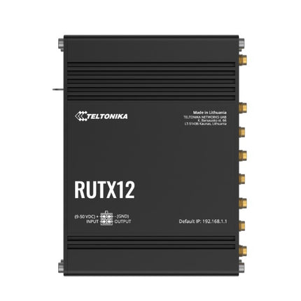 Teltonika RUTX12 Dual LTE CAT 6 Industrial Cellular Router, Dual SIM CAT6 4G LTE Router/Firewall with Dual Band WiFi 5, PSU included