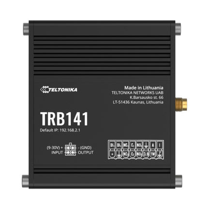 Teltonika TRB141 Industrial Rugged GPIO LTE Gateway, 4G/LTE (Cat 1), I/O Connector Block, Micro-USB, Compatible with Industrial DNP3, PSU included