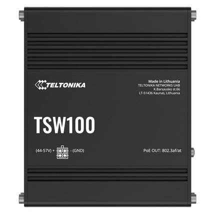 Teltonika TSW100 Industrial POE+ Ethernet Switch, 4 x PoE+ Ports, Power Up to 120W, 5 x Gigabit Ethernet with speeds up to 1000 Mbps, PSU included