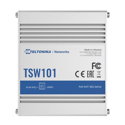 Teltonika TSW101 Automotive POE+ Switch, 4x PoE Ports, 5 x Gigabit Ethernet Ports with speeds of up to 1000 Mbps, PSU excluded