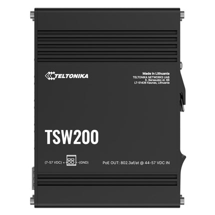 Teltonika TSW200 Industrial PoE+ Ethernet Switch, 2x SFP Ports, 8x PoE+ Ports with speeds up to 1000 Mbps, Power Up to 240 W, PSU excluded
