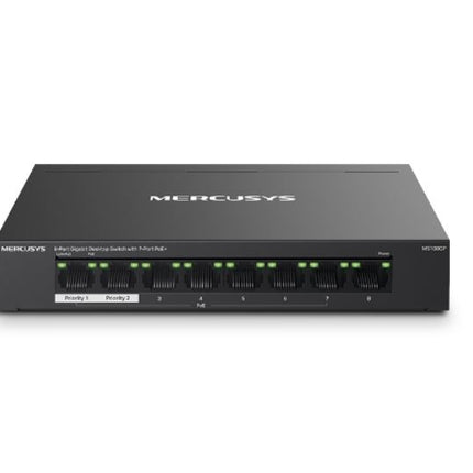 Mercusys MS108GP 8-Port Gigabit Desktop Switch with 7-Port PoE+, Up to 250 m