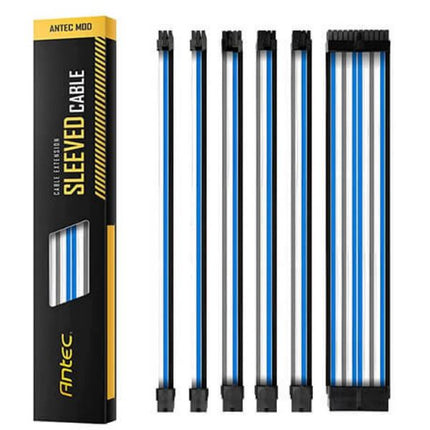 Antec PSU -  Sleeved Extension Cable Kit V2 - Blue / White / Black . 24PIN ATX, 4+4 EPS, 8PIN PCI-E, 6PIN PCI-E, Compatible with Standard PSU (LS