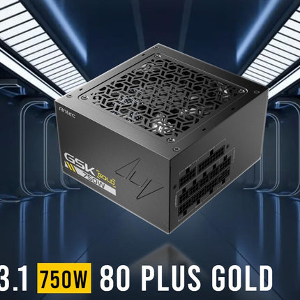 Antec GSK750 80+ Gold Fully Modular ATX 3.1, PCI-E 5.1 latest High Quality Japanese Capacitors, Ultimate performance and reliability, PSU
