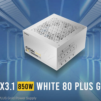 Antec GSK850 80+ Gold White Fully Modular ATX 3.1, PCI-E 5.1 latest High Quality Japanese Capacitors, Ultimate performance and reliability, PSU
