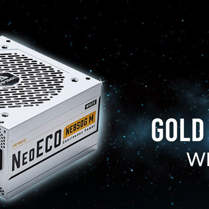 Antec NE 850w 80+ Gold, Fully-Modular, LLC DC, White 1x EPS 8PIN, 120mm Silent Fan, Japanese Caps, ATX Power Supply, PSU, PCIE 5.0 Rdy. 7yrs Wty