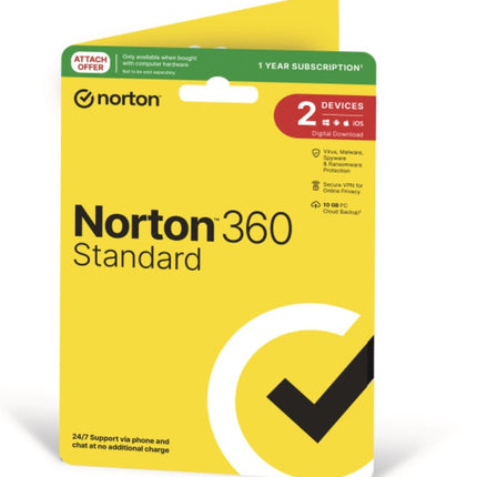 Norton 360 Standard 10GB AU 1 User 2 Devices 12 months GENERIC ATTACH RSP DVDSLV GUM