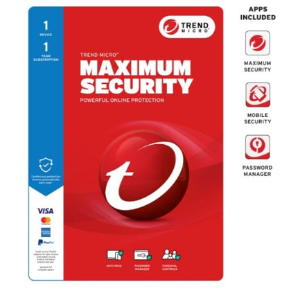 Trend Micro Maximum Security (1 Device) 1Yr Retail Mini Box Auto Renew