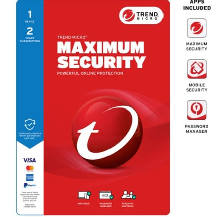 Trend Micro Maximum Security (1 Device) 2Yr Retail Mini Box Auto Renew