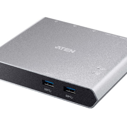 Aten Sharing Switch 2x2 USB-C, 2x Devices, 2x USB 3.2 Gen2 Ports, Power Passthrough, Remote Port Selector, Plug and Play
