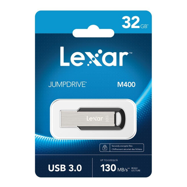 Lexar M400 32GB JumpDrive® USB3.0 Flash Drive, up to 130MB/s read,the stylish metal and key ring design lets you easily transfer files anywhere