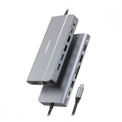 mbeat® Elite X14 Triple 4K Display Multi-Port USB-C Hub USB-C 3.2 Gen 2 × 1, Supports USB-C DisplayPort 1.4 (DP-Alt Mode)  HDMI 2.0 Version × 2, Max.