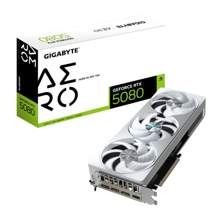 Gigabyte GV-N5080AERO OC-16GD. GeForce RTX™ 5080, CUDA 10752, 16 GB. GDDR7,  PCI-E 5.0, 850W, HDMI 2.1b x1