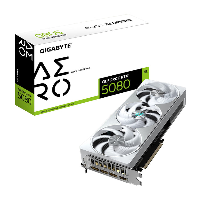 Gigabyte GV-N5080AERO OC-16GD. GeForce RTX™ 5080, CUDA 10752, 16 GB. GDDR7,  PCI-E 5.0, 850W, HDMI 2.1b x1