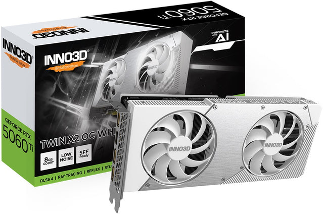 INNO3D nVidia GeForce RTX 5060 Ti TWIN X2 OC White 8GB GDDR7, 2602MHz Boost Clock, RAM 28Gbps, 3xDP, 1xHDMI