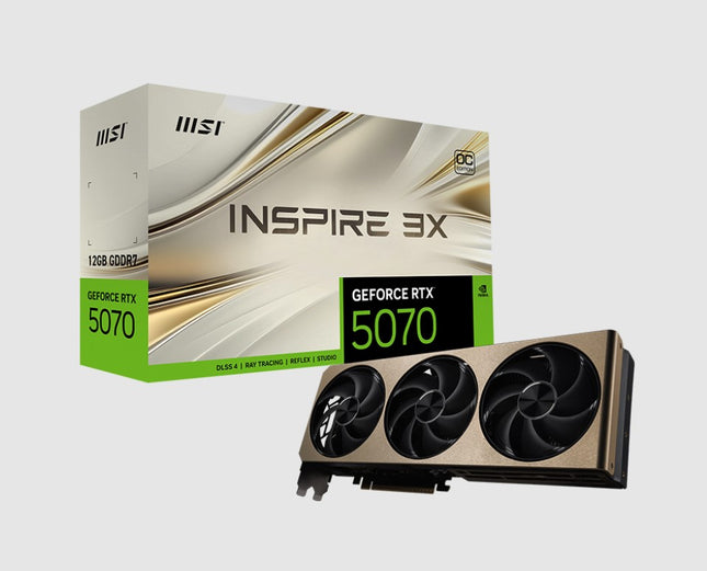 MSI nVidia GeForce RTX™ 5070 12G INSPIRE 3X OC, Boost: 2542 MHz, CUDA 6144 Units, 12GB GDDR7, HDMI™ x 1