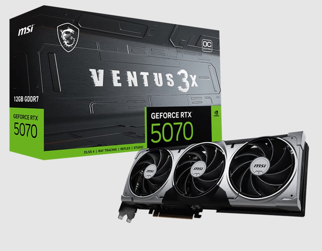 MSI nVidia GeForce RTX™ 5070 12G VENTUS 3X OC, Boost: 2542 MHz, CUDA 6144 Units, 12GB GDDR7, HDMI™ x 1