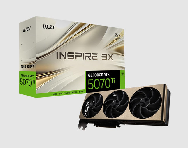 MSI nVidia GeForce RTX™ 5070 Ti 16G INSPIRE 3X OC, Boost: 2482 MHz, CUDA 8960 Units, 16GB GDDR7, HDMI™ x 1